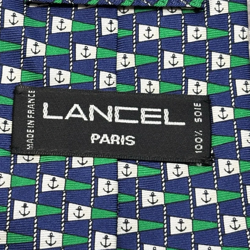 Lancel Paris Men's Necktie Nautical, Anchor Boat Silk Flag